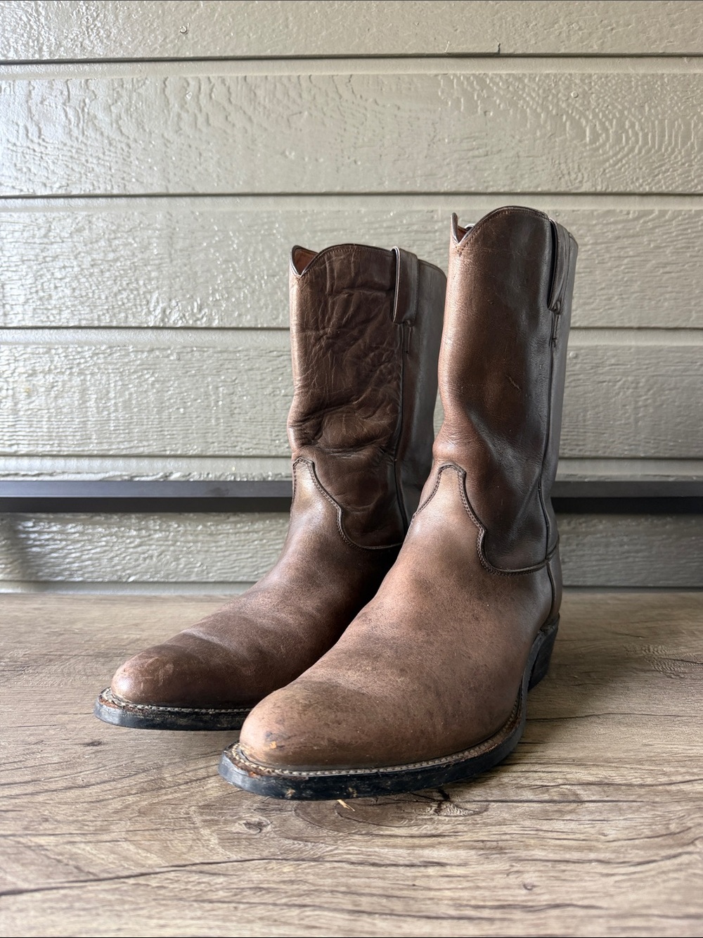 Justin Boots Brown Leather Western Cowboy Boot side 11 E - Picture 4 of 10